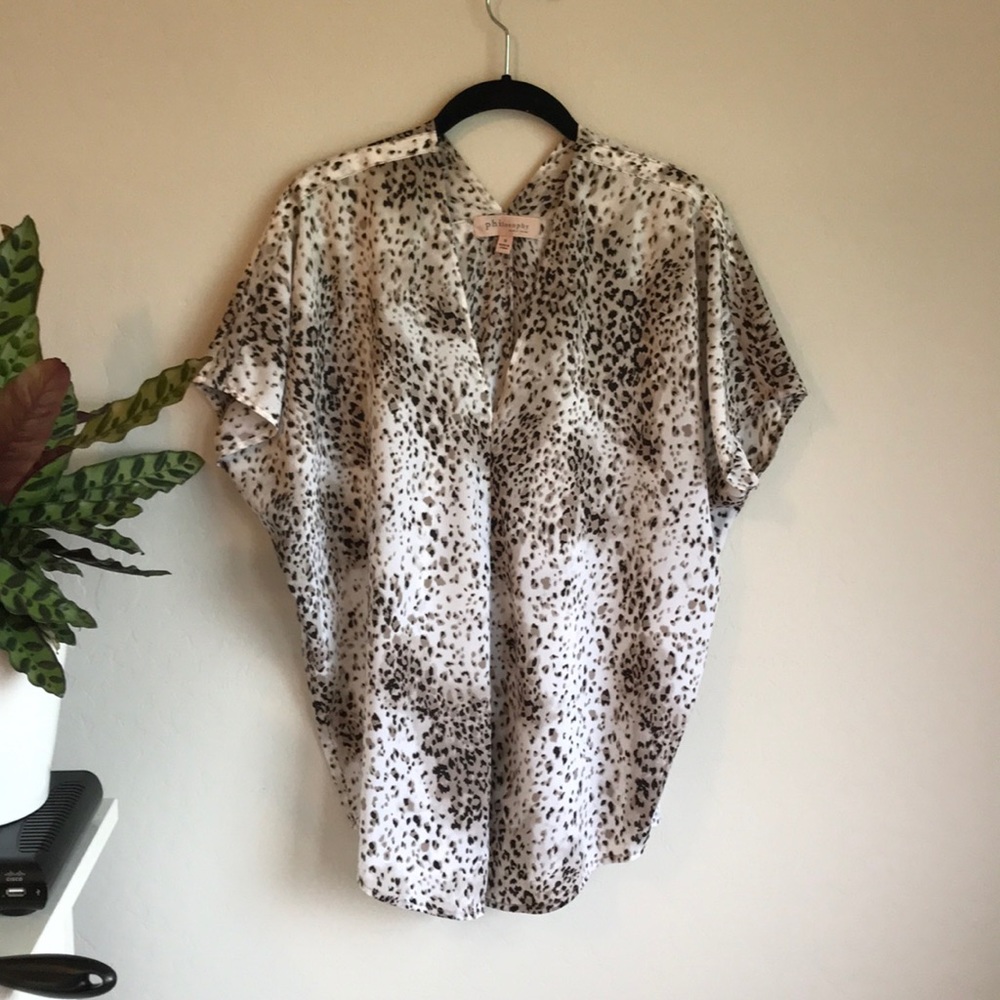 Philosophy Grey and Black Print Top